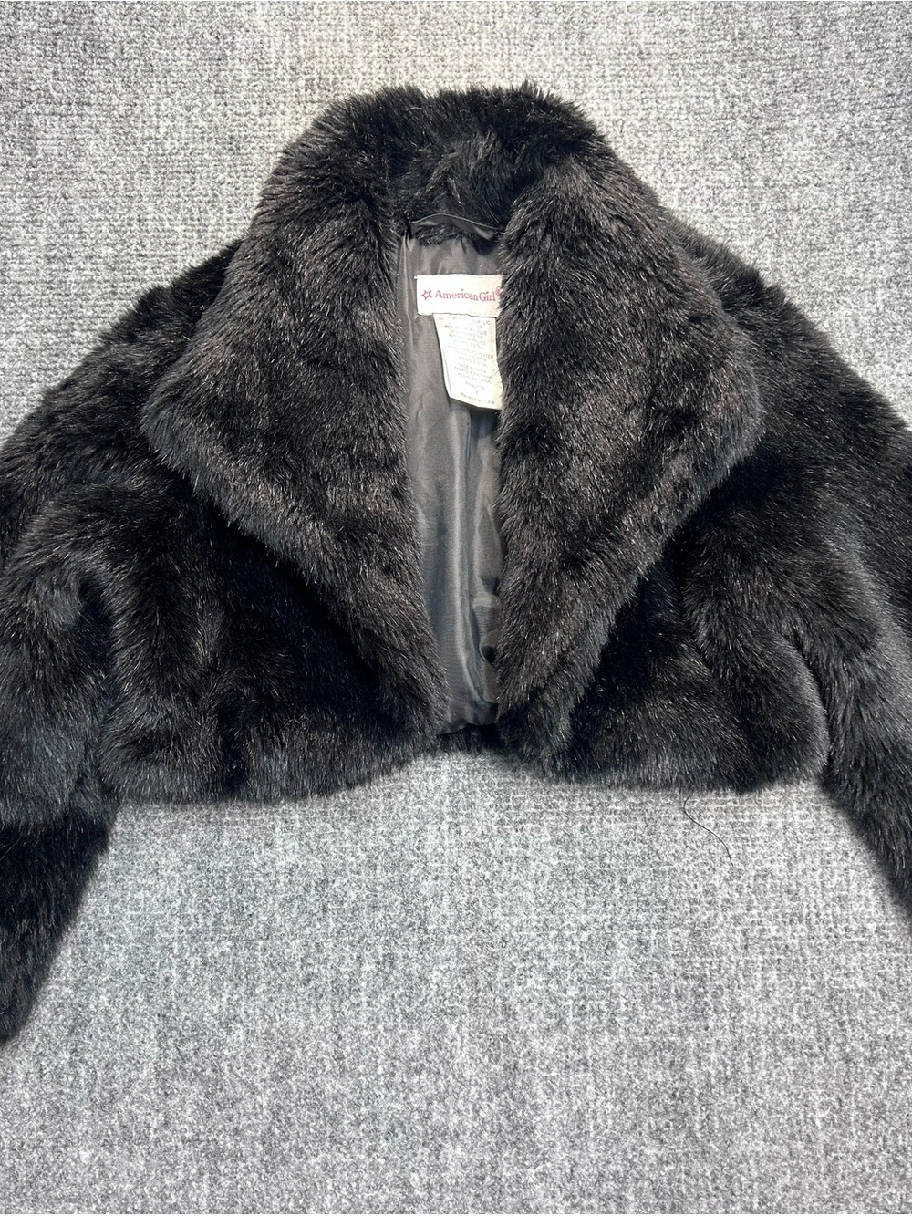 American Girl Black Faux Fur Bolero Jacket